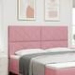 vidaXL Tête de lit en velours rose avec motif en blocs de diamant de 180 cm