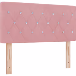 Cette tête de lit LED ajoute une touche moderne à votre chambre avec sa belle finition en velours rose et son capitonnage à b ...