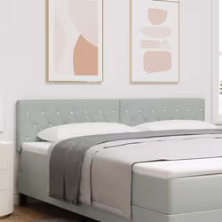 Tête de Lit LED avec Boutons en Cristal Gris Clair 90 cm Velours 3338071