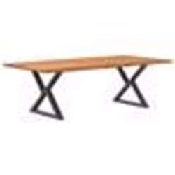 vidaXL Table à manger avec bord naturel 240x120x74cm bois massif chêne