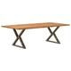 vidaXL Table à manger avec bord naturel 240x120x74cm bois massif chêne