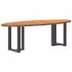 vidaXL Table à manger marron clair bois de chêne massif ovale 3305400