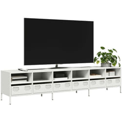 Vidaxl - Meuble Tv Blanc 202x39x43,5 Cm Acier Laminé À Froid