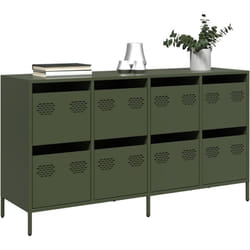 Buffet vert olive 135x39x73,5 cm acier laminé à froid Vidaxl