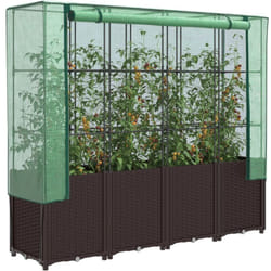 vidaXL Jardinière surélevée avec housse aspect rotin 160x40x153 cm