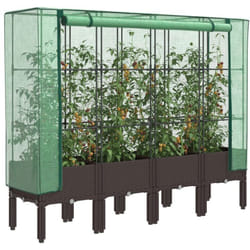 Jardinière Surélevée Avec Housse Aspect Rotin 160x40x140 Cm Vidaxl244642