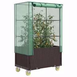 Cette jardinière surélevée avec housse et roues offre beaucoup d'espace de culture grâce à son cadre de support robuste. Cons ...