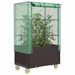 Vidaxl - Jardinière surélevée avec housse et roues aspect rotin