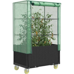 Vidaxl Jardinière Surélevée Avec Housse Et Roues Aspect Rotin