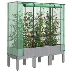 Jardinière Surélevée Avec Housse Aspect Rotin 120x40x140 Cm Vidaxl