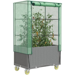 Vidaxl Jardinière Surélevée Avec Housse Et Roues Aspect Rotin