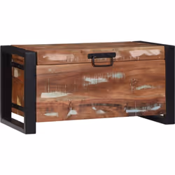 Ce coffre de rangement trouve l'équilibre parfait entre utilité et style. Fait en bois massif de récupération avec un cadre e ...