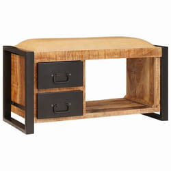 Banc De Rangement Avec Tiroir Marron Bois De Manguier Massif Vidaxl