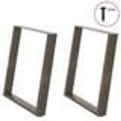 vidaXL Pieds de table à manger en U 2 pièces Acier naturel 80 x (72-73) cm Acier
