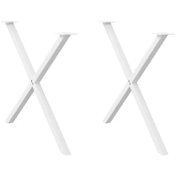 Pieds de table à manger en forme de x, 2 pièces, blanc, 90 x (72-73) cm, acier Vidaxl