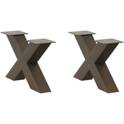 Pieds de table basse en forme de x, 2 pièces, acier naturel, 60 x (30-31) cm Vidaxl