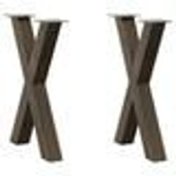 vidaXL Pieds de table à manger en forme de X, 2 pièces, acier naturel, 50 x (72-73) cm