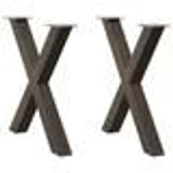 vidaXL Pieds de table à manger en forme de X, 2 pièces, acier naturel, 80 x (72-73) cm