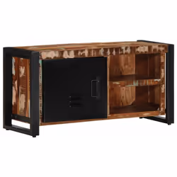 Ce meuble TV en bois avec un grand espace de rangement est un complément pratique et attrayant pour votre salon ou votre cham ...