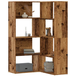 Bibliothèque d'angle à 4 niveaux vieux bois bois d'ingénierie - Vidaxl