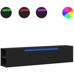 Vidaxl - Meuble tv mural avec led noir 180x31x39,5 cm