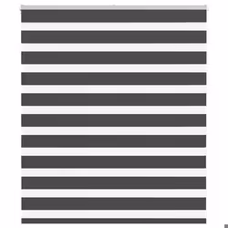 vidaXL Store zèbre noir 125x100 cm largeur du tissu 1209 cm polyester store à enrouleur zébré store zébré pour fenêtre 401421 ...