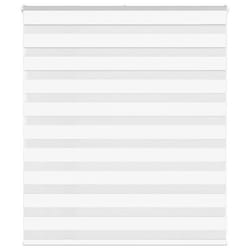 vidaXL Store zèbre blanc 135x100 cm largeur du tissu 1309cm polyester store à enrouleur zébré store zébré pour fenêtre 4014736