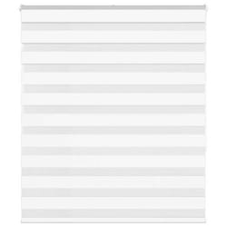 vidaXL Store zèbre blanc 125x150 cm largeur du tissu 1209cm polyester store à enrouleur zébré store zébré pour fenêtre 4014760