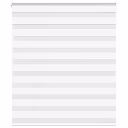 vidaXL Store zèbre blanc 135x150 cm largeur du tissu 1309cm polyester store à enrouleur zébré store zébré pour fenêtre 401476 ...