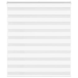 vidaXL Store zèbre blanc 135x150 cm largeur du tissu 1309cm polyester store à enrouleur zébré store zébré pour fenêtre 4014762