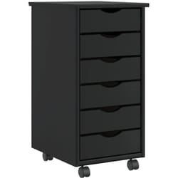 Vidaxl - Armoire roulante avec tiroirs moss noir bois de pin solide