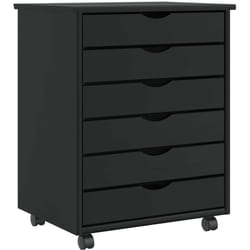Vidaxl - Armoire roulante avec tiroirs moss noir bois de pin solide