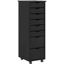 Armoire roulante avec tiroirs moss noir bois de pin solide Vidaxl