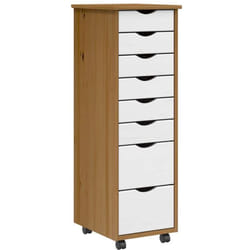 Armoire roulante avec tiroirs moss bois de pin marron miel Vidaxl