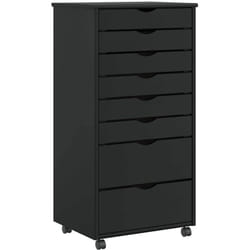 Armoire roulante avec tiroirs moss noir bois de pin solide Vidaxl