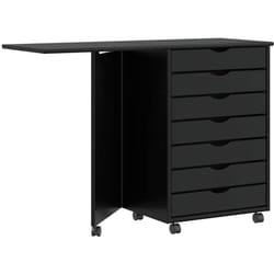 Vidaxl - Armoire roulante avec bureau moss noir bois de pin solide