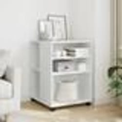 vidaXL Table d'appoint avec roues blanc 55x60x78 cm bois d'ingénierie