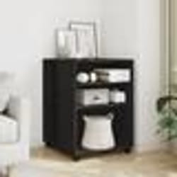 vidaXL Table d'appoint avec roues noir 55x60x78 cm bois d'ingénierie