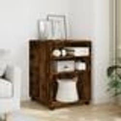 vidaXL Table d'appoint avec roues chêne fumé bois d'ingénierie