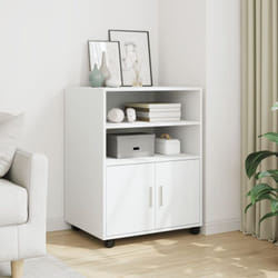 Armoire à roulettes blanc 60x48x81 cm bois d'ingénierie Vidaxl
