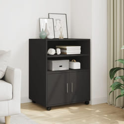Armoire à roulettes noir 60x48x81 cm bois d'ingénierie vidaXL