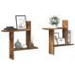 vidaXL Étagères murales 2 pcs vieux bois 50x12x50 cm bois dingénierie 853261