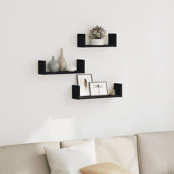 Tagères murales 3 pcs noir bois d'ingénierie Vidaxl