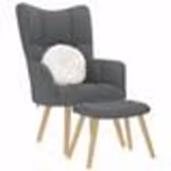 vidaXL Chaise de relaxation avec repose-pied Gris foncé Tissu