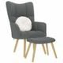 vidaXL Chaise de relaxation avec repose-pied Gris foncé Tissu