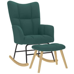 Vidaxl - Chaise À Bascule Avec Repose-pied Vert Foncé Tissu