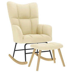 vidaXL Chaise à bascule avec repose-pied Crème Tissu chaise chaise de relaxation fauteuil relax chaise de salon 4016807
