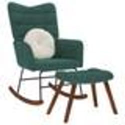 vidaXL Chaise à bascule avec repose-pied vert foncé velours fauteuil à bascule chaise longue siège de salon chaise 4016845