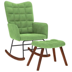 vidaXL Chaise à bascule avec repose-pied vert clair velours fauteuil à bascule chaise longue siège de salon chaise 4016846