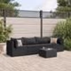 vidaXL Salon de jardin 5 pcs avec coussins Noir Résine tressée